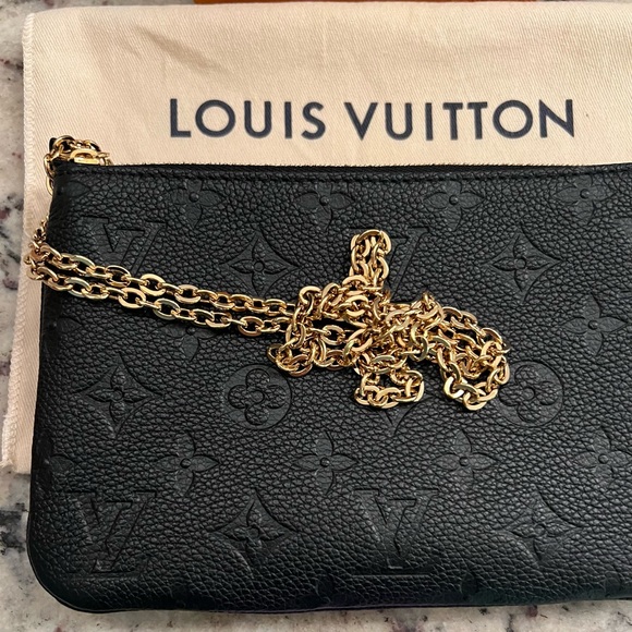 LOUIS VUITTON DOUBLE ZIP POCHETTE CROSSBODY EMPREINTE MONOGRAM NOIR Black - Picture 3 of 16